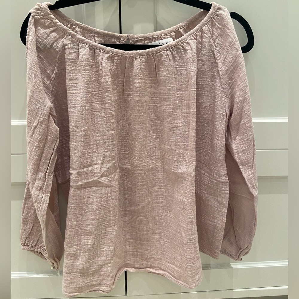 Velvet pale pink top, size XS